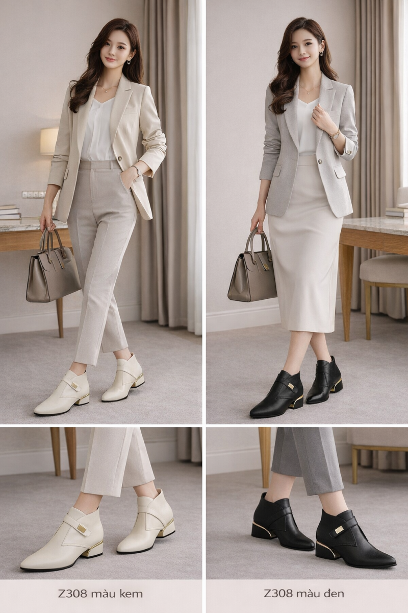 Phối giày boot Z308 cho buổi sáng