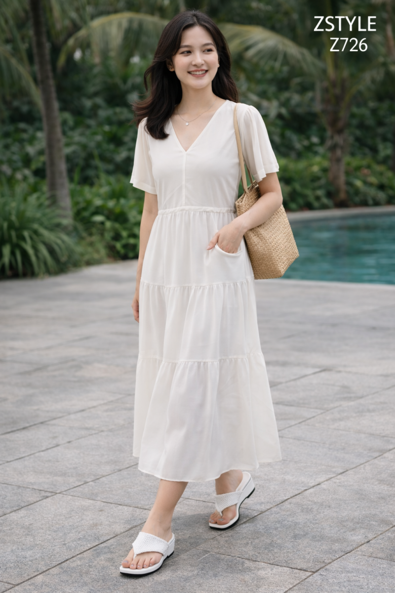Người phụ nữ với đầm trắng nhẹ nhàng Z726 Người phụ nữ với đầm trắng nhẹ nhàng Z726